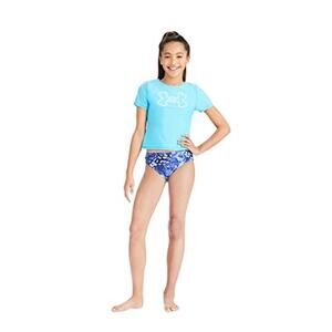 NWT Under Armour Girls Rashguard  Set, Blue Surf Tropic-Size 6